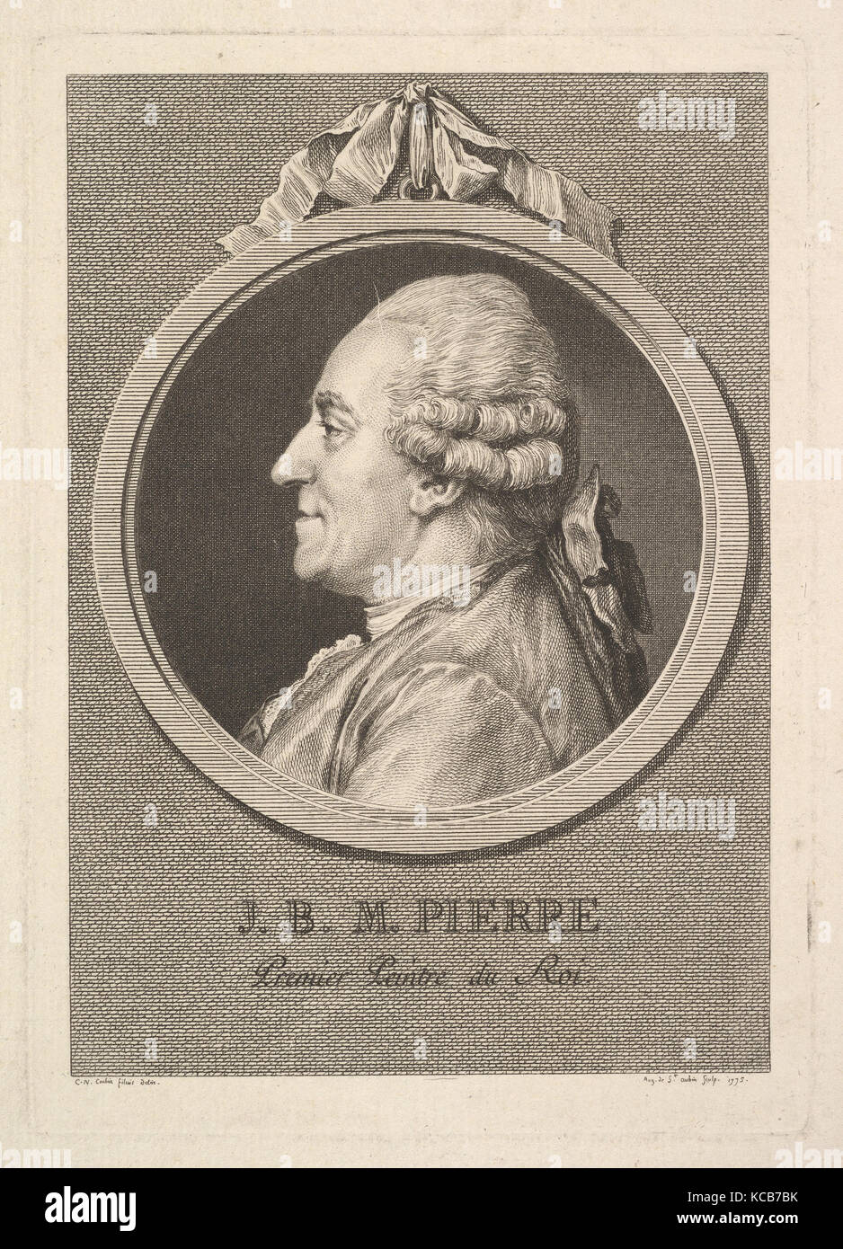 Gravure Originale Du XVIIIe Représentant Nicolas Boileau, Portrait Classique Signé Par Saint-Aubin
