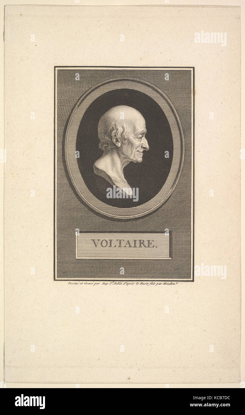 Portrait of Voltaire, Augustin de Saint-Aubin, 1801 Stock Photo