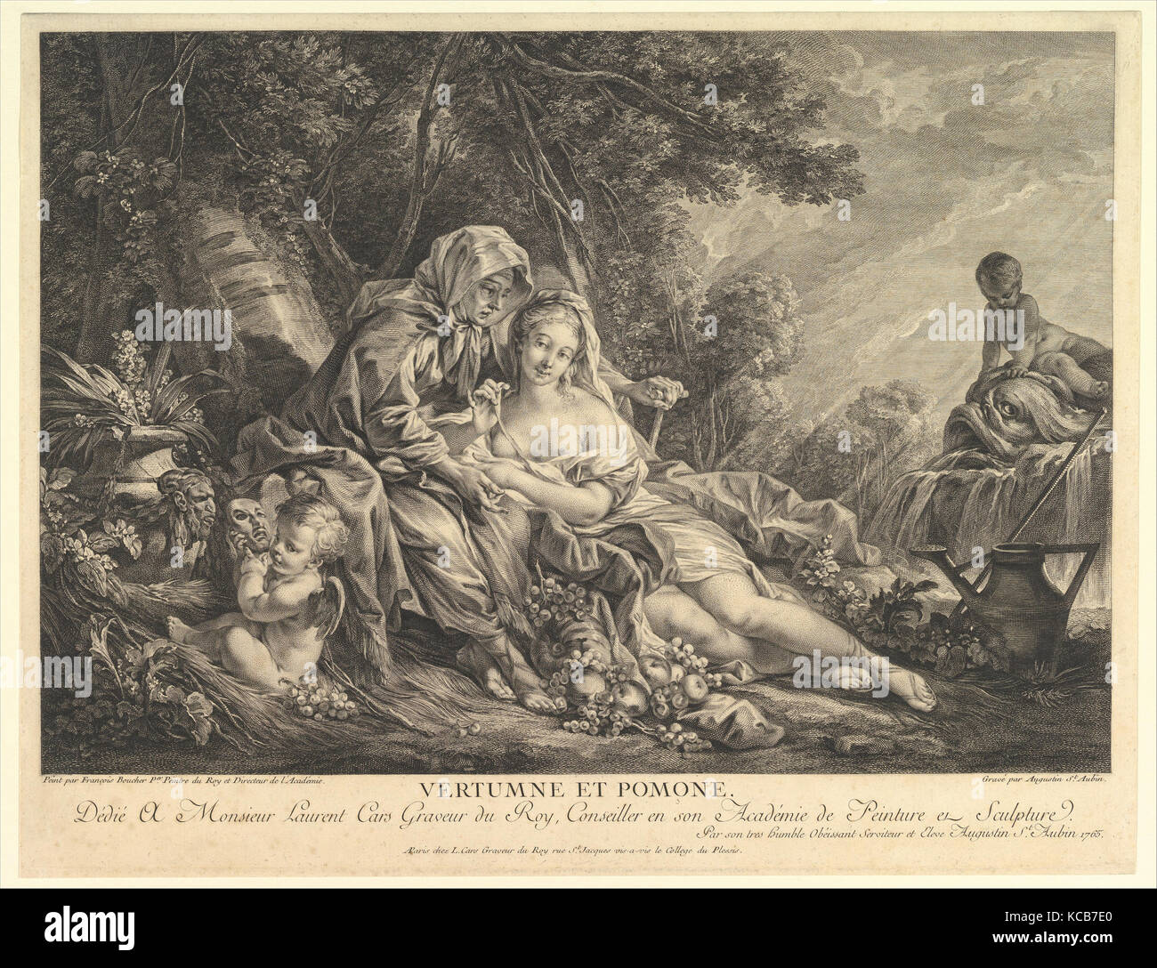 Vertumnus and Pomona, Augustin de Saint-Aubin, 1765 Stock Photo