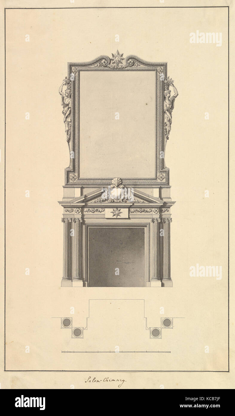 Salon Chimney, Houghton Hall, Norfolk, Elevation, 1735 Stock Photo