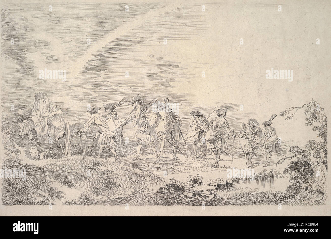 Recruits Going to Join the Regiment, Antoine Watteau, ca. 1715–16 Stock Photo