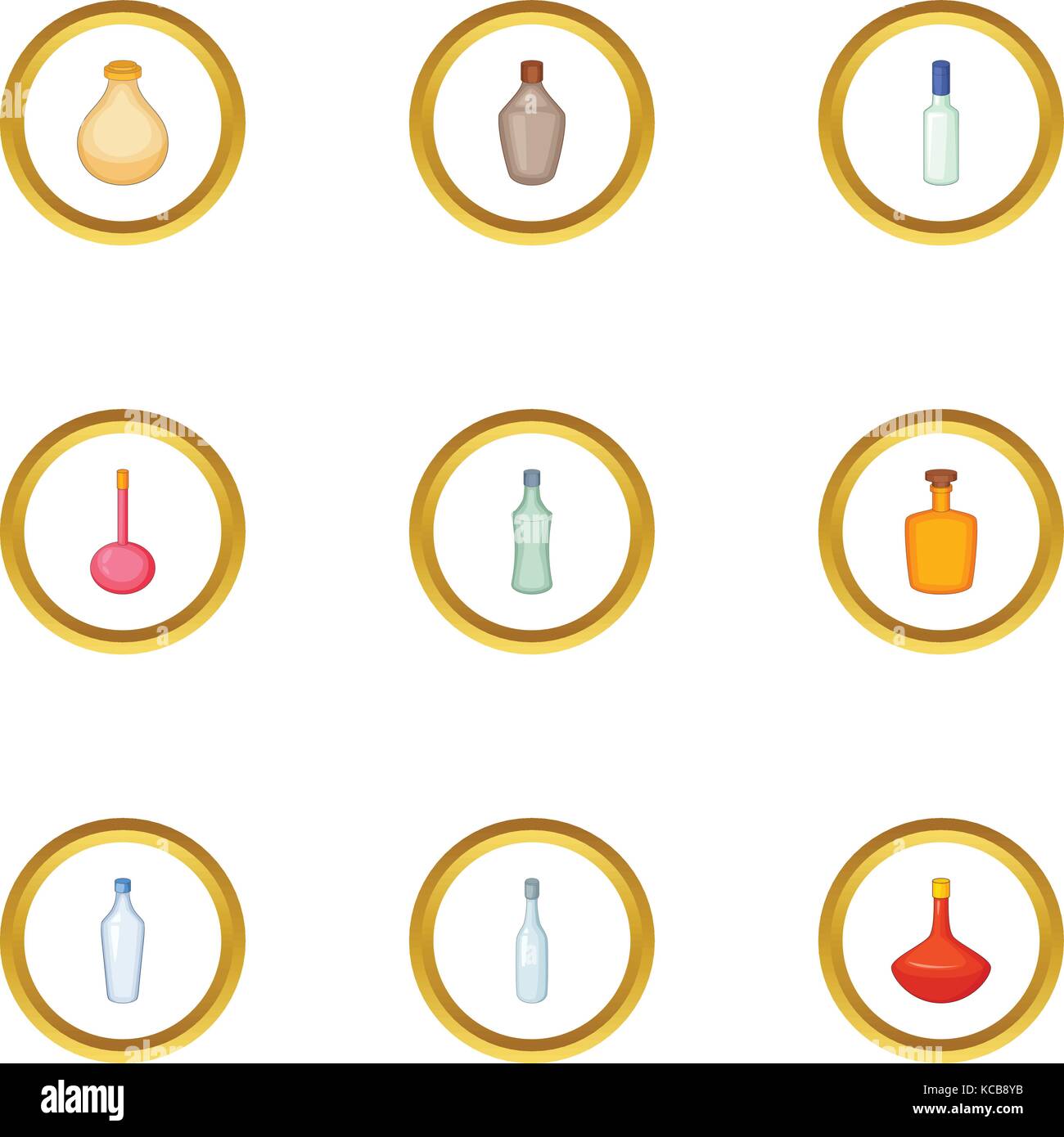 Bottle packaging icons set, cartoon style Stock Vector Image & Art - Alamy