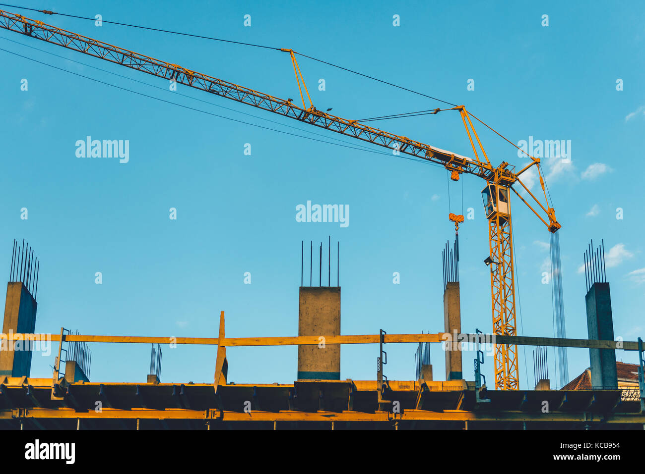 Construction site with tower crane Stock Photo