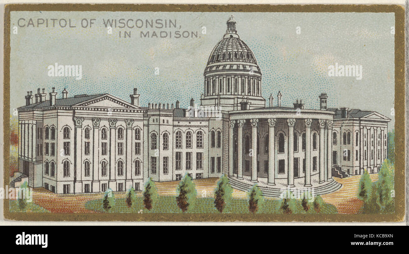 Capitol of Wisconsin in Madison, from the General Government and State Capitol Buildings series (N14) for Allen & Ginter Stock Photo