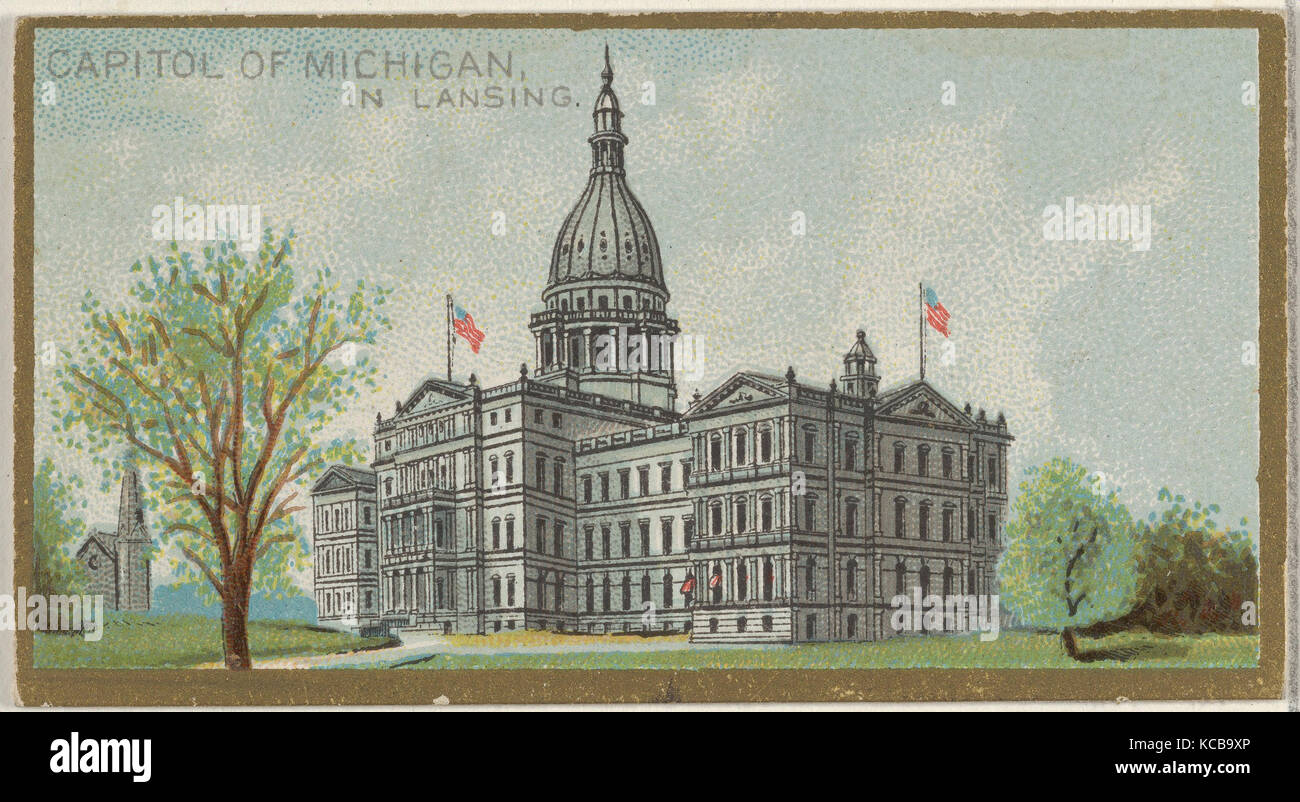 Capitol of Michigan in Lansing, from the General Government and State Capitol Buildings series (N14) for Allen & Ginter Stock Photo