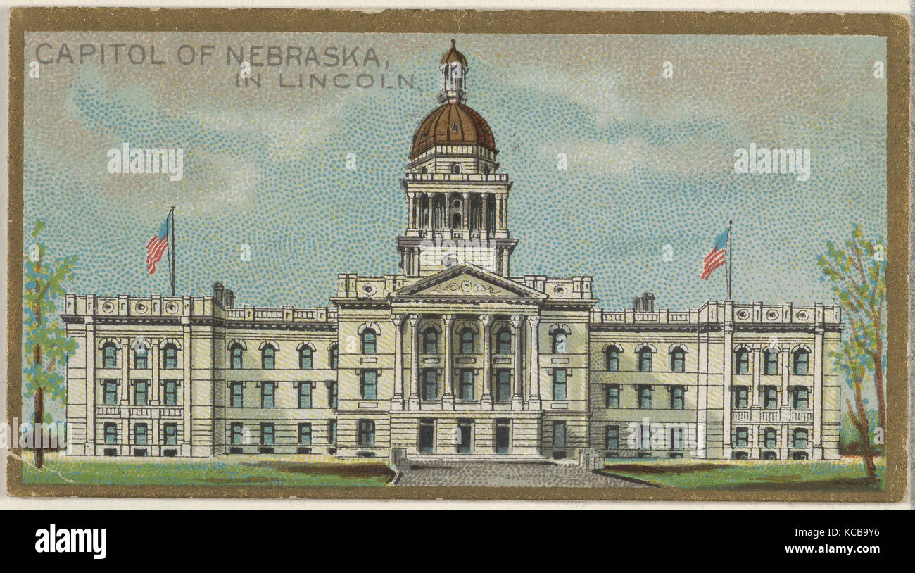 Capitol of Nebraska in Lincoln, from the General Government and State Capitol Buildings series (N14) for Allen & Ginter Stock Photo