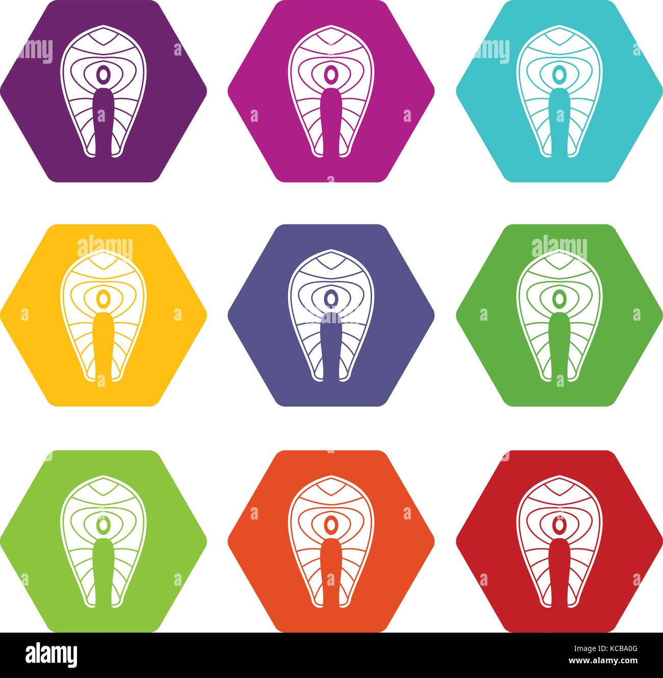 Salmon steak icon set color hexahedron Stock Vector Image & Art - Alamy