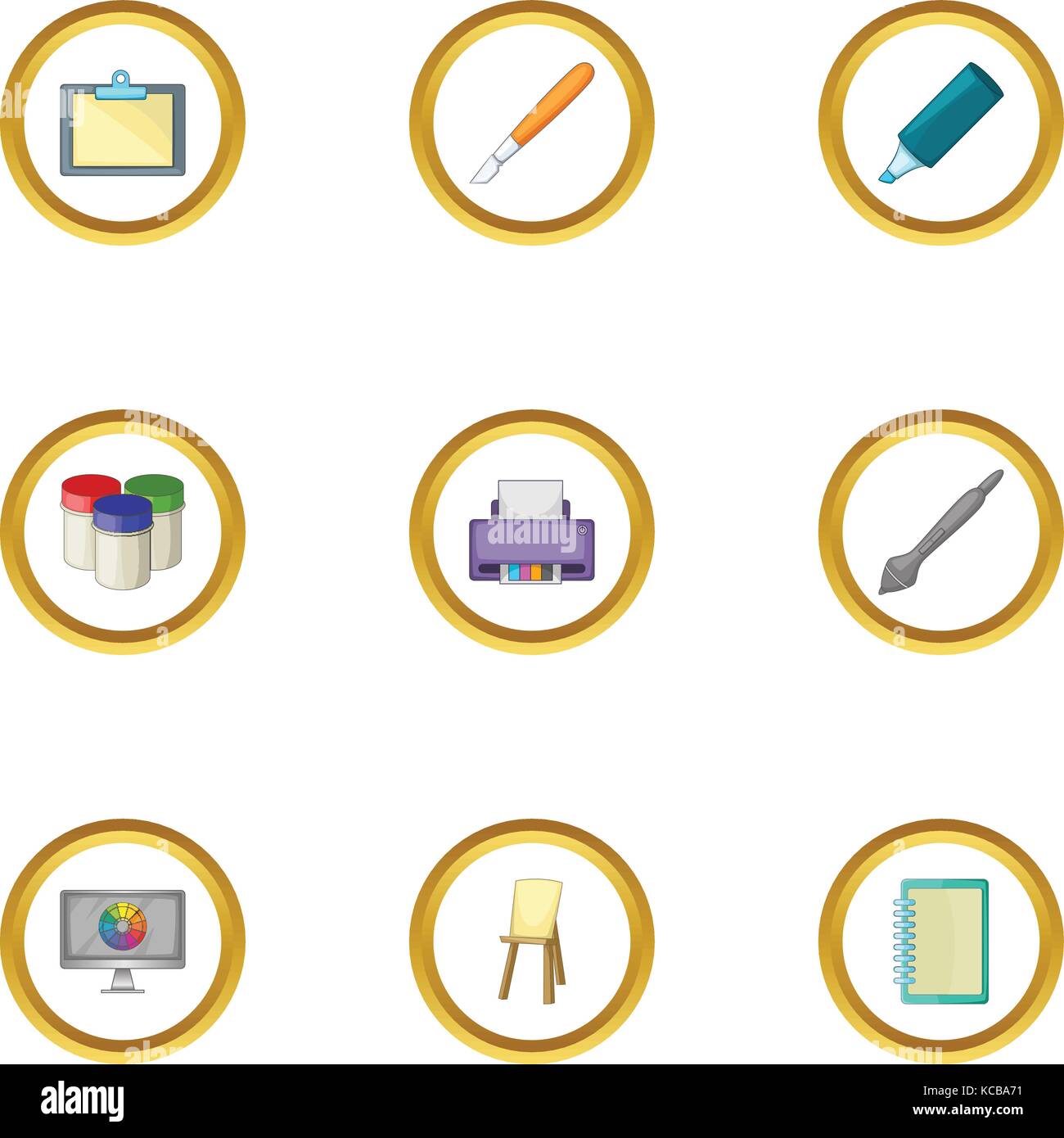 Art school icons set, cartoon style Stock Vector Image & Art - Alamy