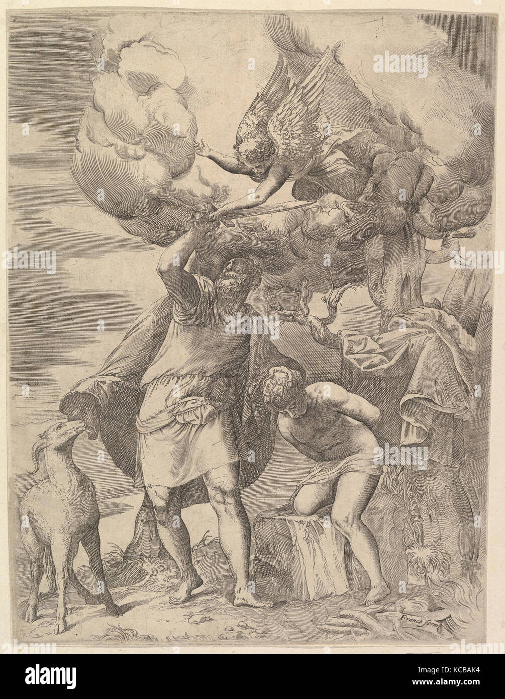 The Angel Staying the Arm of Abraham, Battista Franco, After 1552 Stock Photo