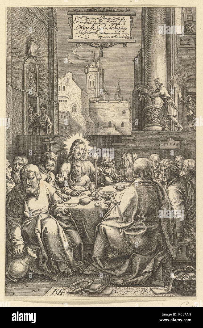 The Last Supper, from The Passion of Christ, Anonymous, After Hendrick Goltzius, ca. 1598–1617 Stock Photo