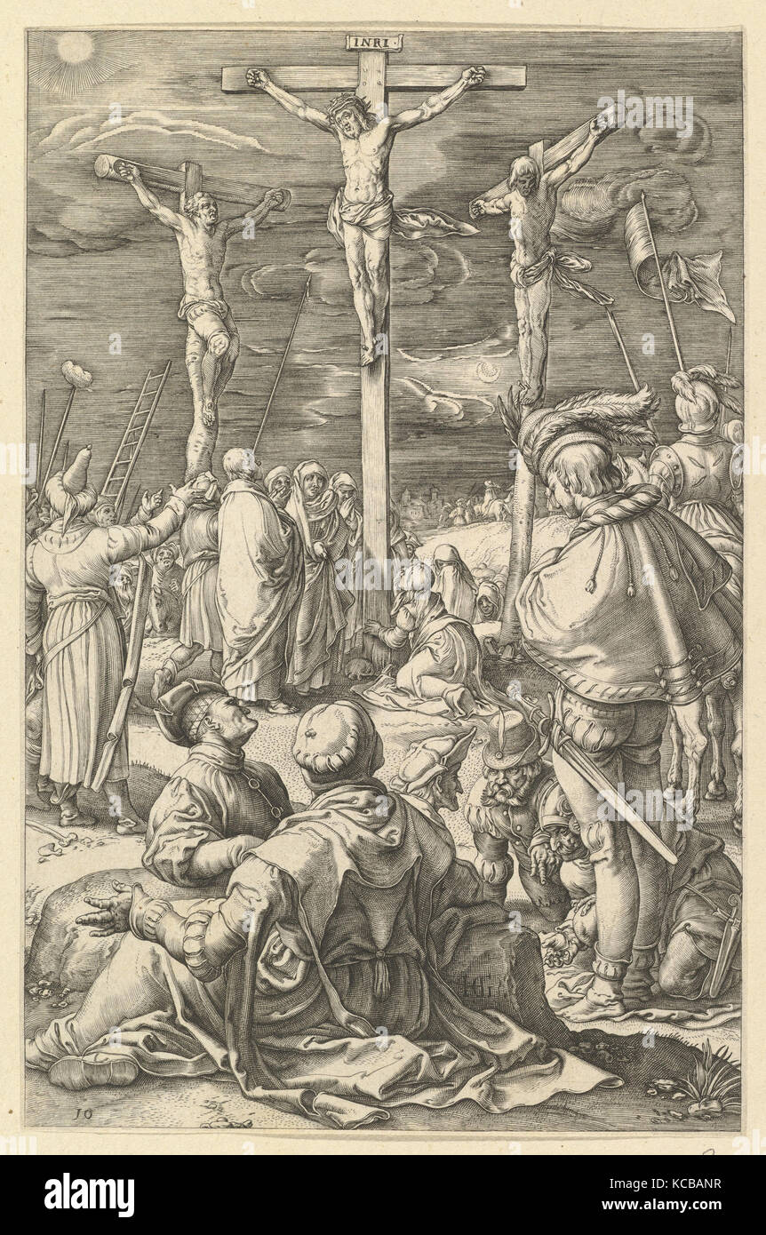 Christ on the Cross, from The Passion of Christ, Anonymous, After Hendrick Goltzius, ca. 1598–1617 Stock Photo