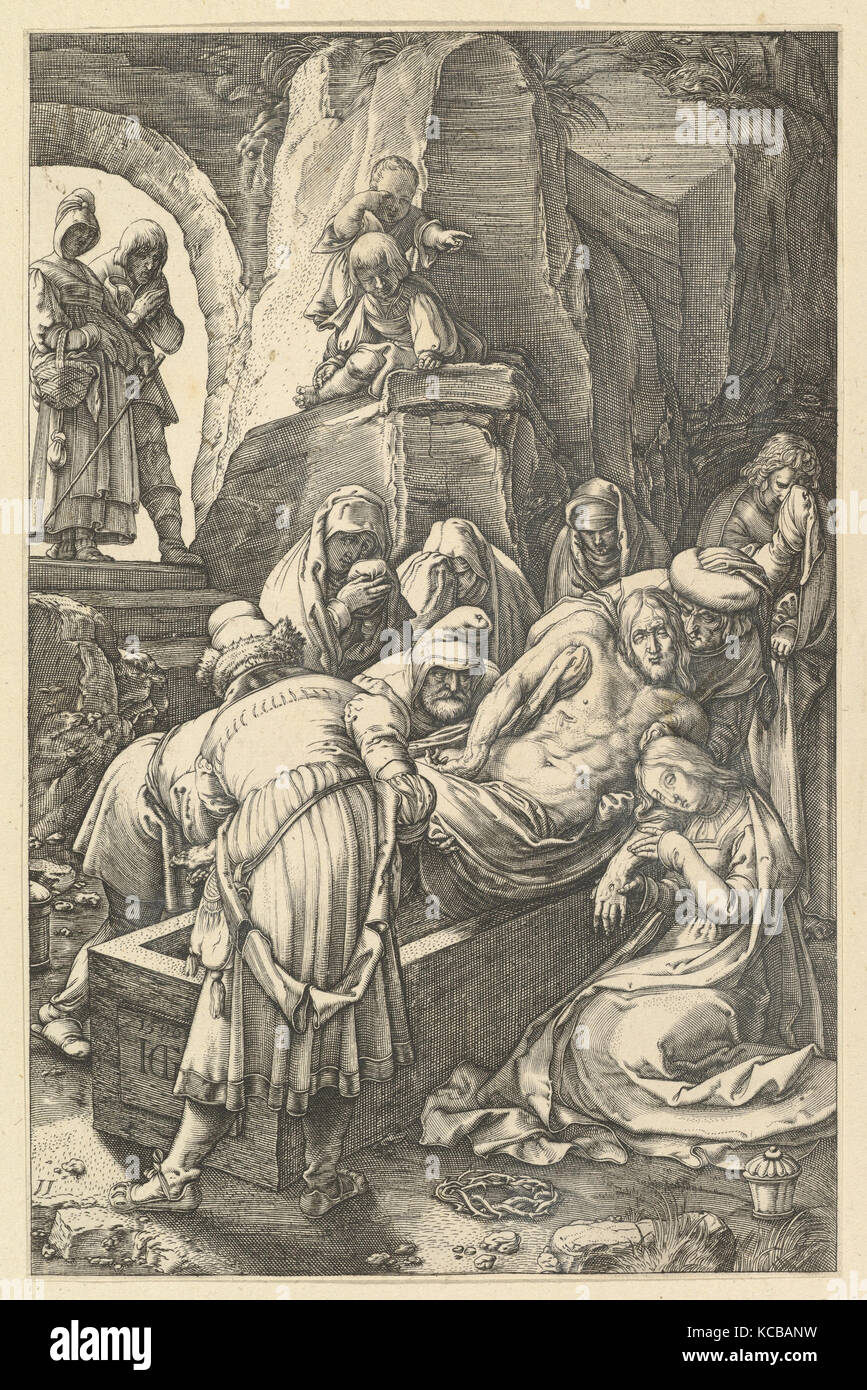 The Entombment, from The Passion of Christ, Anonymous, After Hendrick Goltzius, ca. 1598–1617 Stock Photo