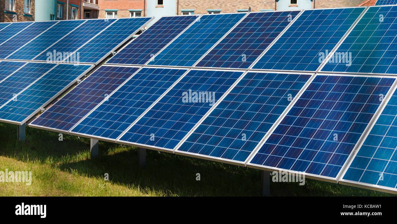 Energyefficient solar panels producing electricity Stock Photo Alamy