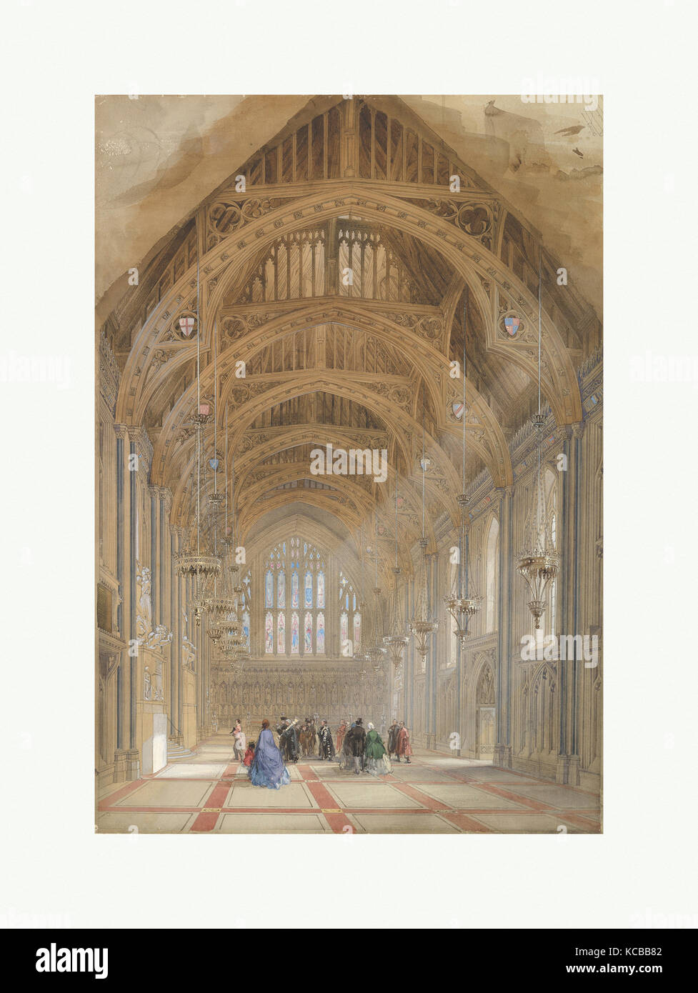 Guildhall, London: The Great Hall, Facing East, Sir Horace Jones, ca. 1864 Stock Photo