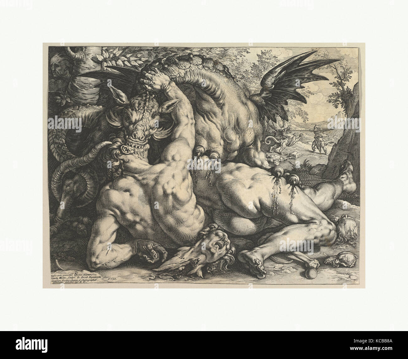 The Dragon Devouring the Companions of Cadmus, Hendrick Goltzius, 1588 Stock Photo