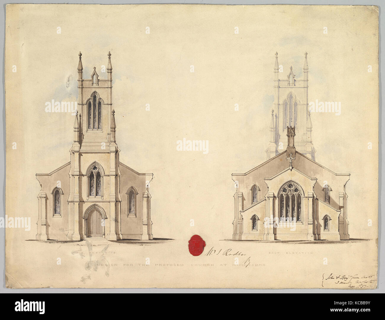 Design for the Proposed Church at Middlesborough, John Green, 1837 Stock Photo