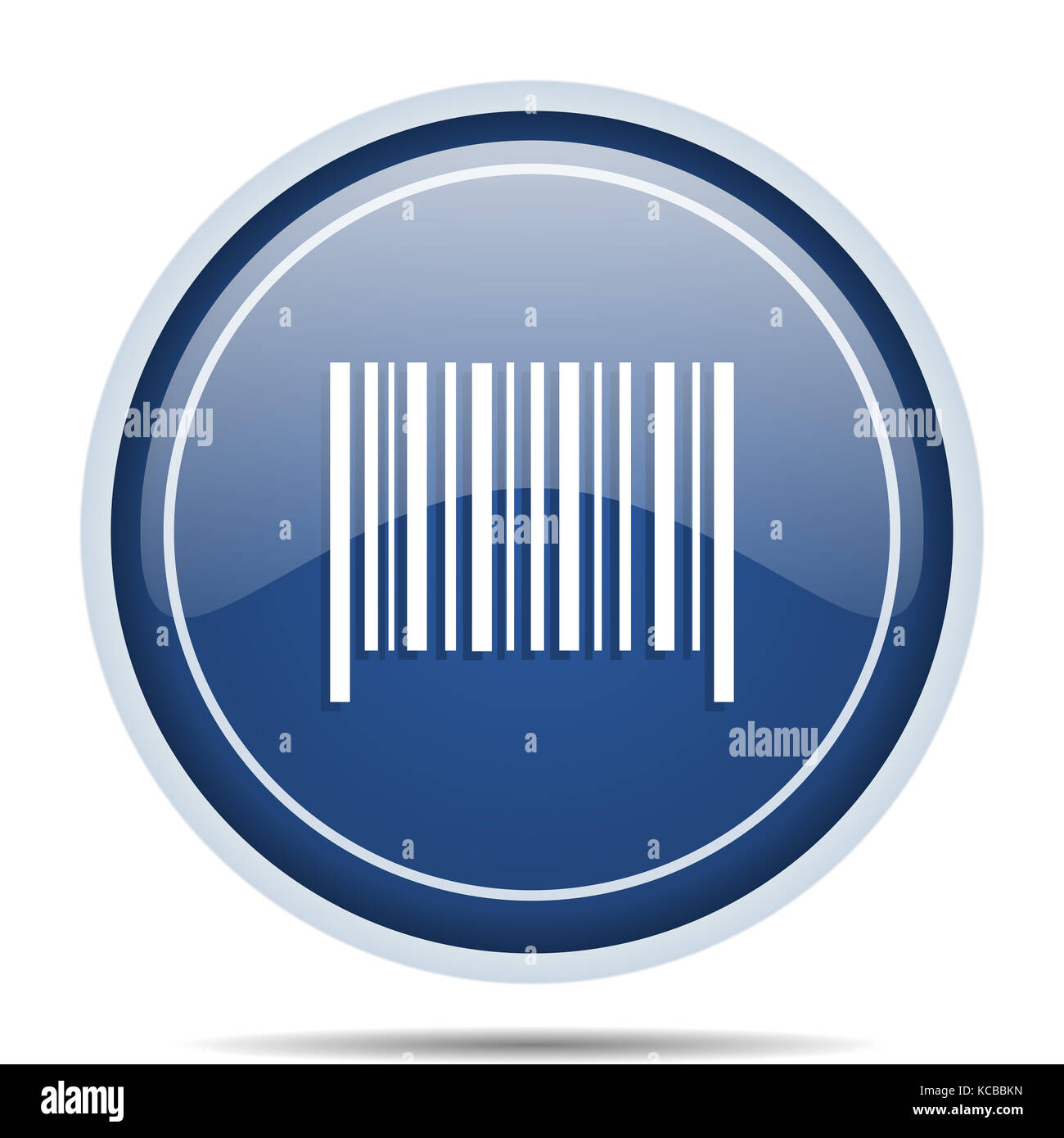 Barcode blue round web icon. Circle isolated internet button for ...
