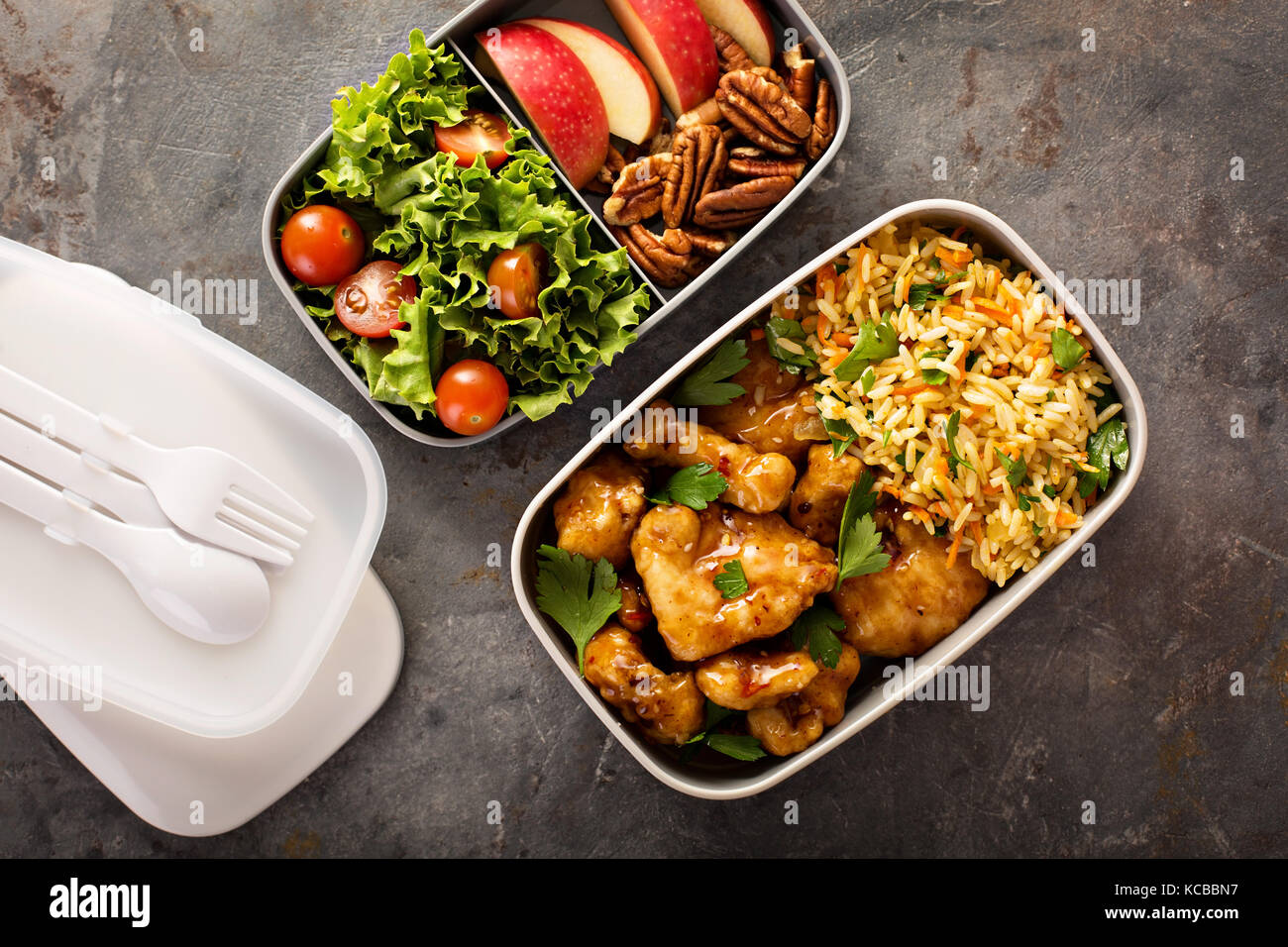 School lunch of chicken and rice hi-res stock photography and images ...