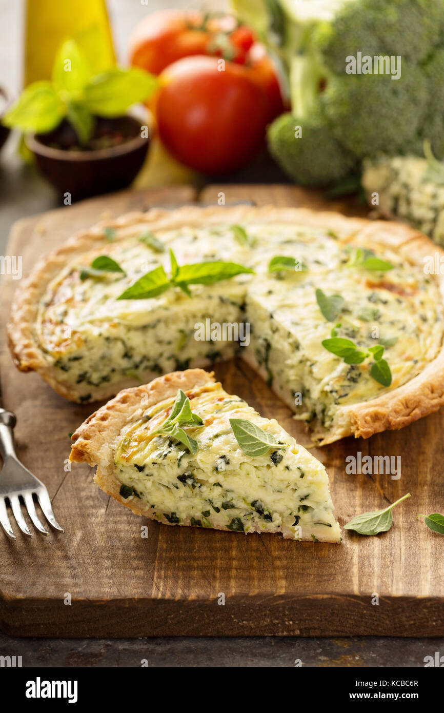 Spinach and herb Florentine quiche Stock Photo Alamy