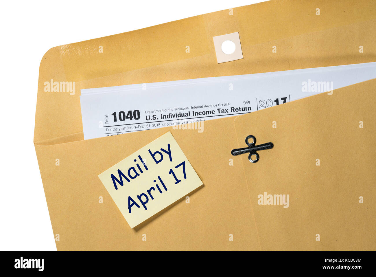 Tax Day reminder for April 17 on envelope Stock Photo