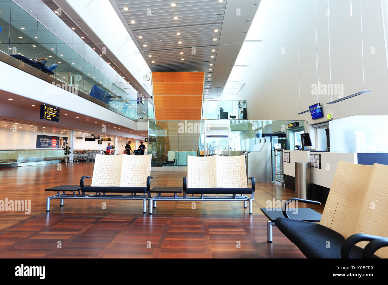 Copenhagen airport, Denmark - July 15, 2017: Empty terminal of copenhagen airport. New modern interior of airport. Stock Photo