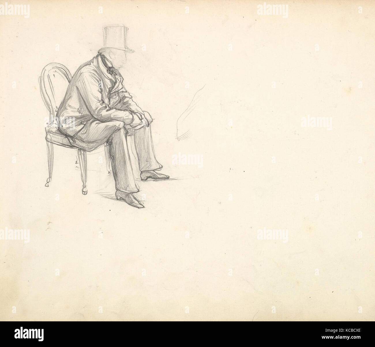 Man Seated on a Chair (in Sketch Book With Drawings on Twenty-six Leaves), Frederic, Lord Leighton, ca. 1855 Stock Photo