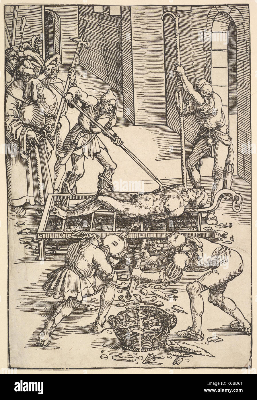 Martyrdom of St. Lawrence, ca. 1505, Woodcut, sheet: 8 15/16 x 13 3/16 in. (22.7 x 33.5 cm), Prints, Hans Baldung Stock Photo
