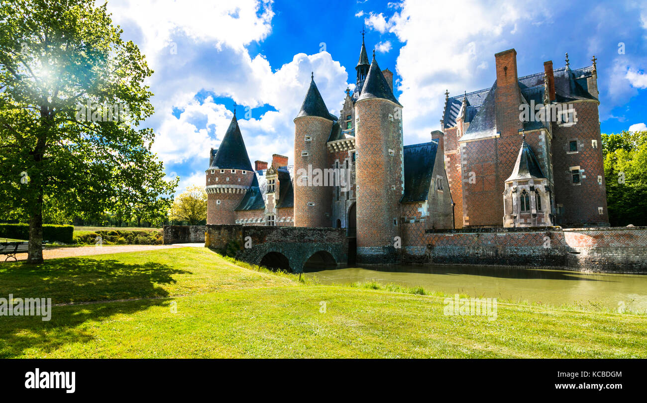 romantic castles of Loire valley - chateau du Moulin. France Stock Photo