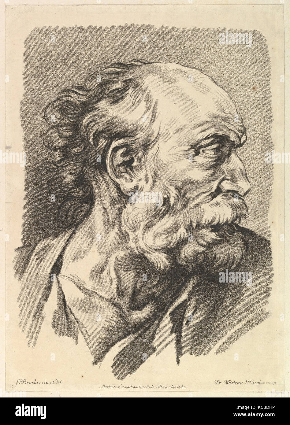 Head of a Man, mid18th century, Crayonmanner engraving, Sheet 19 3/8