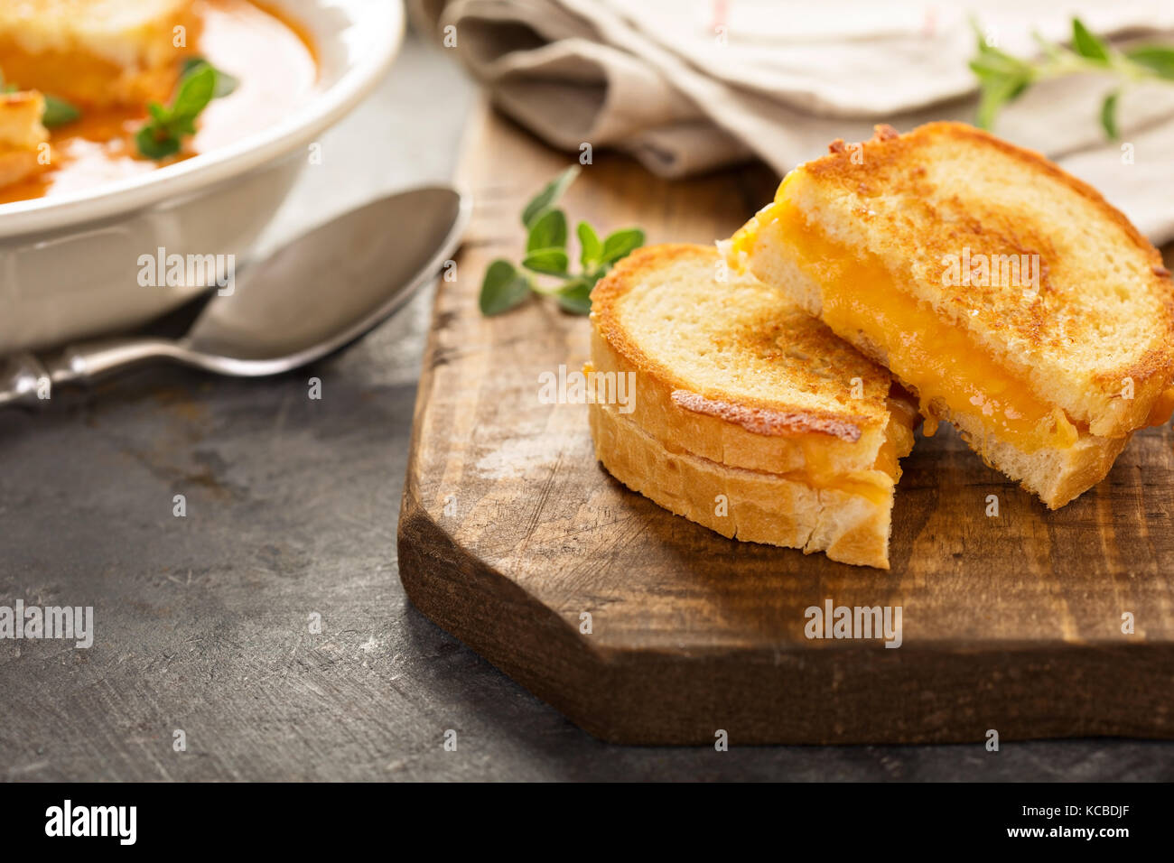 Grilled cheese sandwiches with white bread and cheddar Stock Photo Alamy