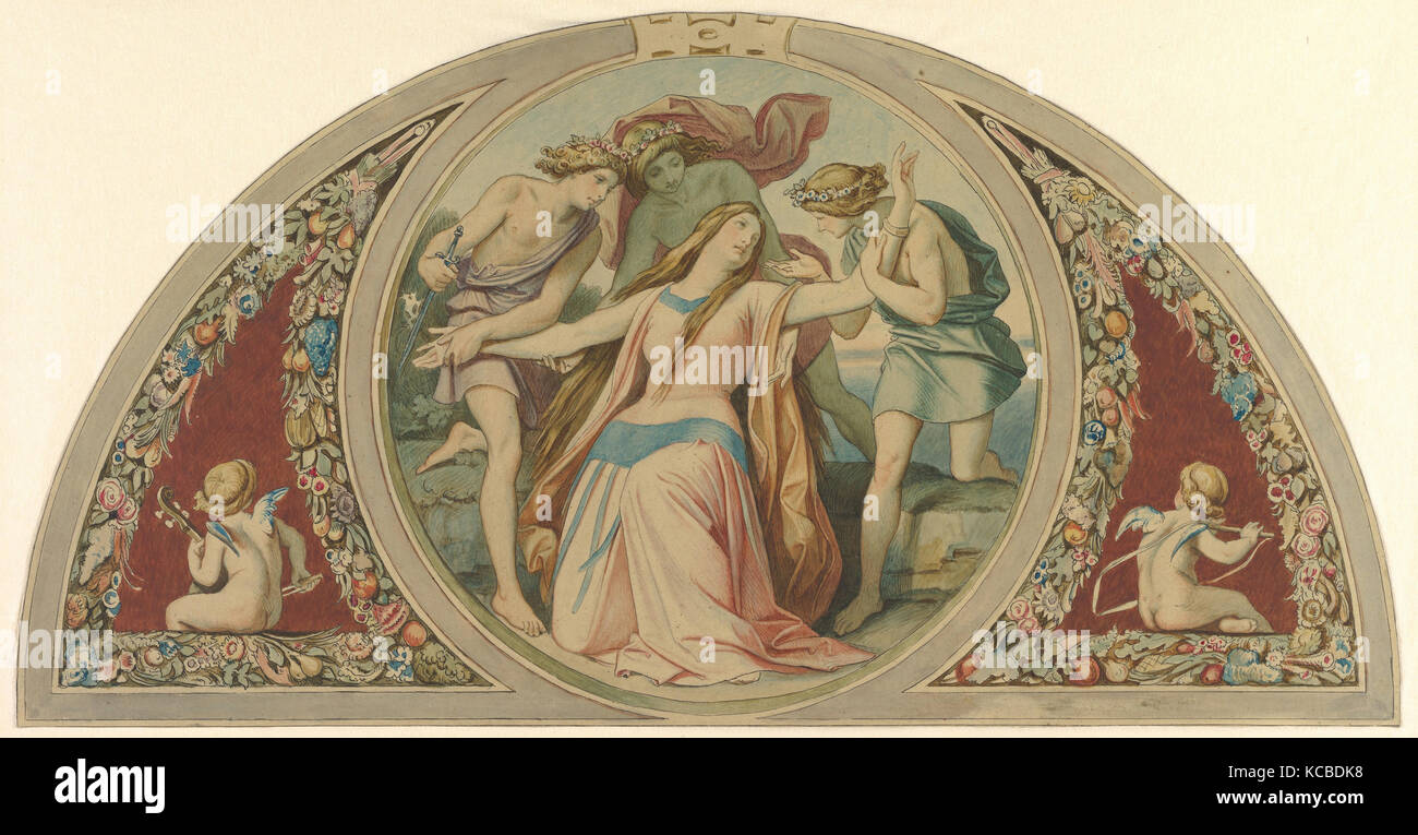 Three Boys Save the Despairing Pamina from Suicide, Moritz von Schwind, 1864 Stock Photo