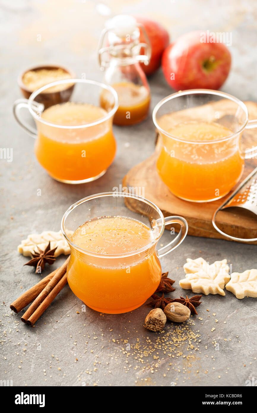 Fall apple cider with warm spices Stock Photo