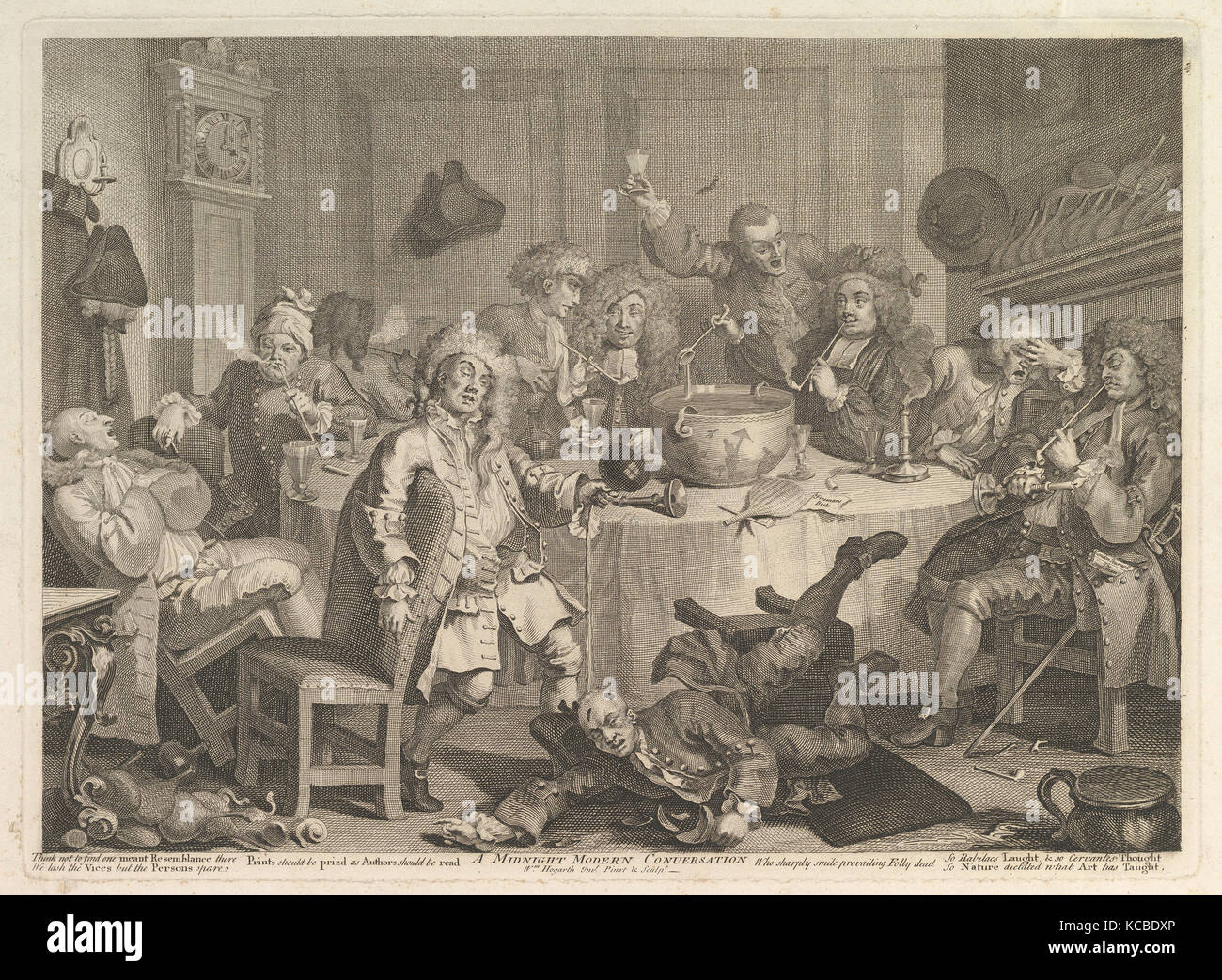 A Midnight Modern Conversation, William Hogarth, March, 1732 Stock Photo