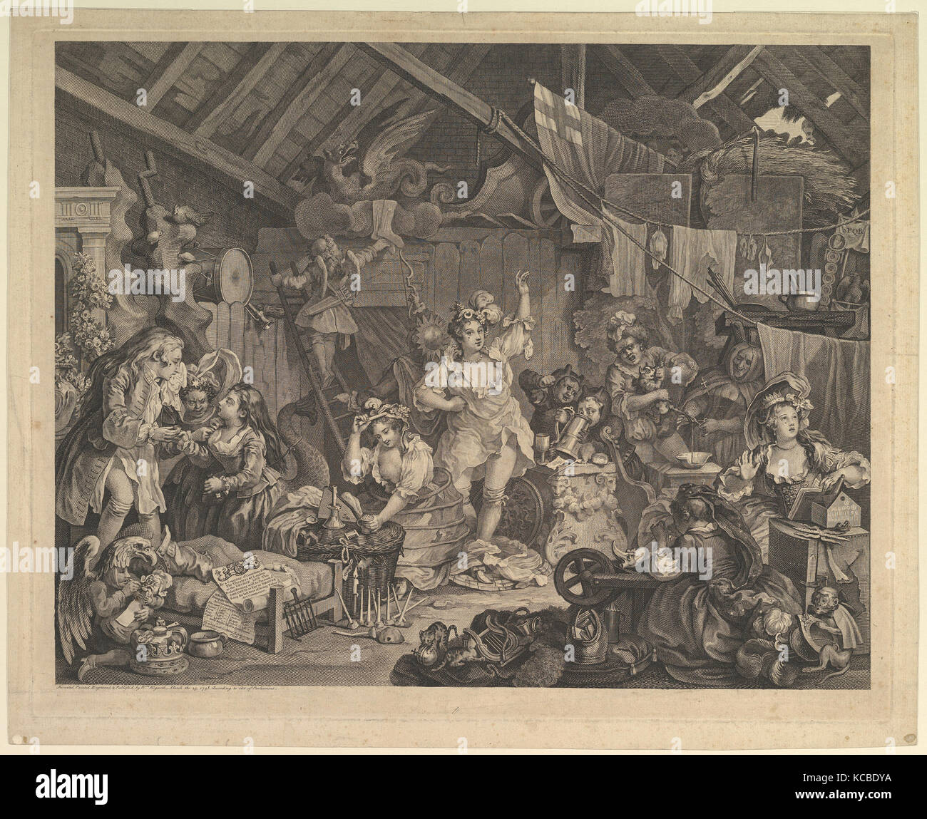Strolling Actresses Dressing in a Barn, William Hogarth, 1738 Stock Photo