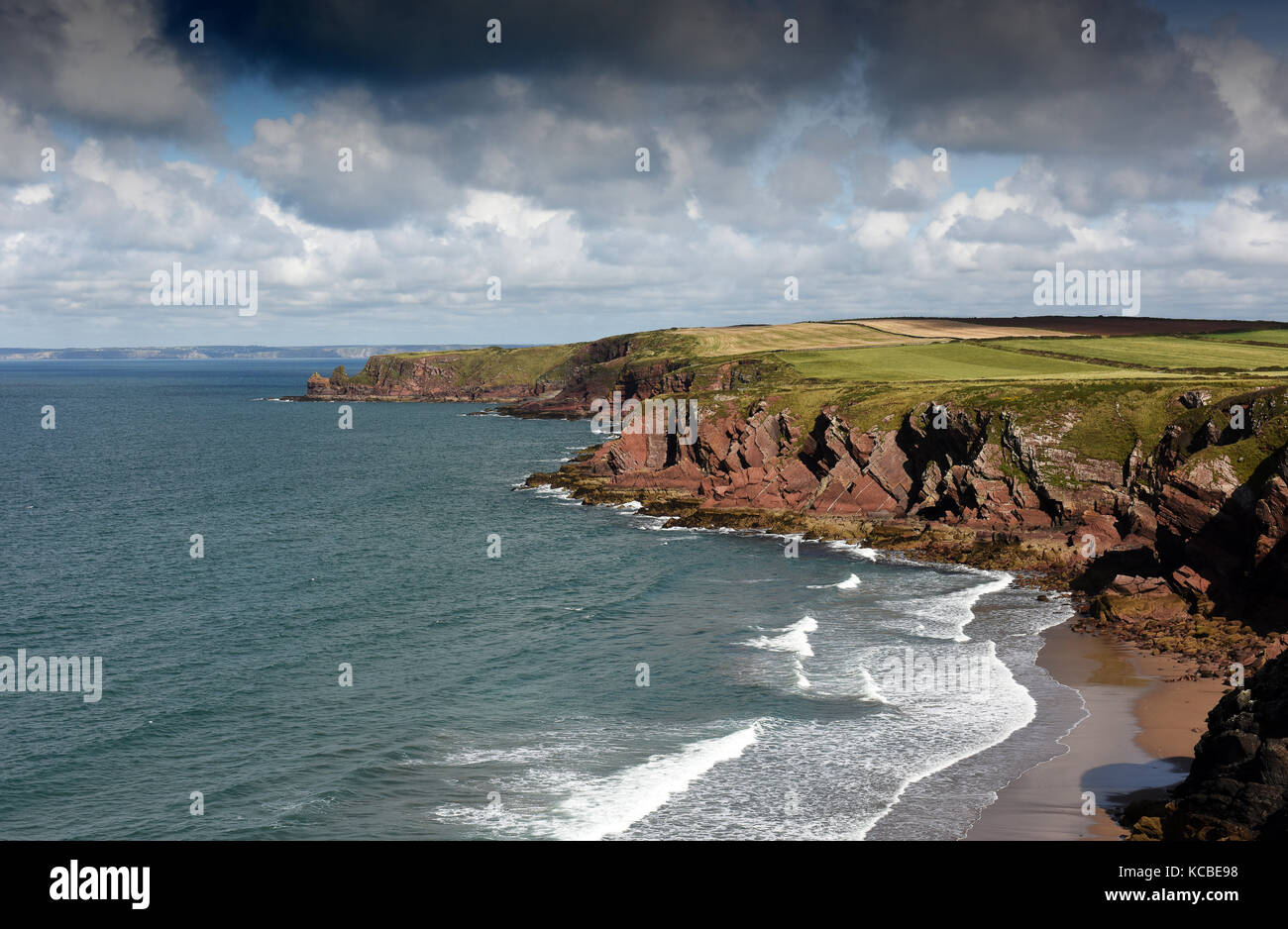 The Pembrokeshire coastline and coastal path near Marloes and St Brides in West Wales Uk Stock Photo