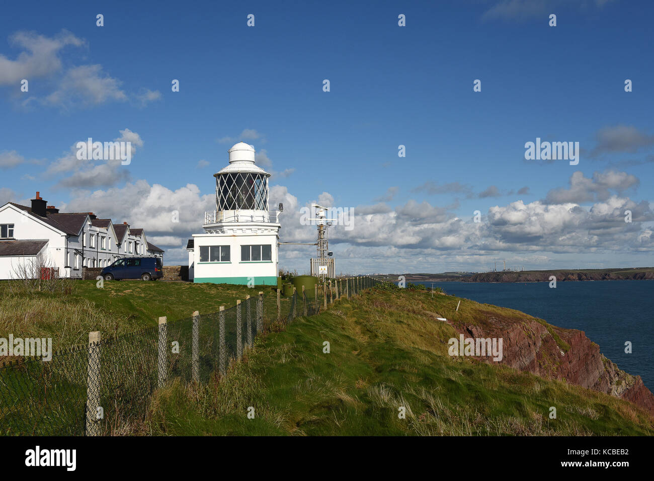 St Anne's Lighthouse at  St Anne's Head Dale in Pembrokeshire, West Wales Cymru UK GB Pembrokeshire coast national park, Wales Stock Photo