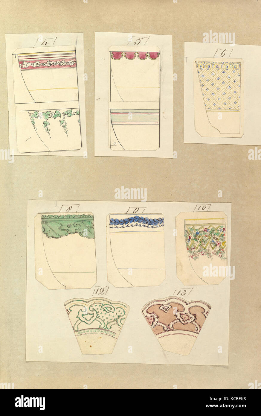 Eight Designs for Decorated Cups and Two Designs for Plate Rims, Alfred