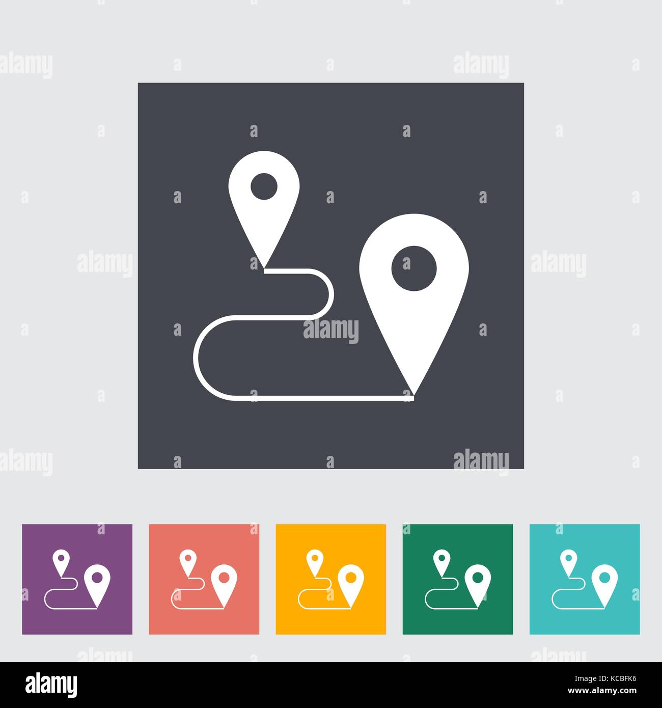 Map pointer. Single flat icon on the button. Vector illustration Stock ...