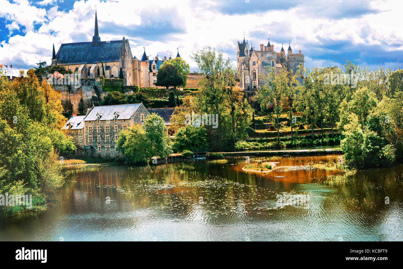 magnificent castle Montreuil-Bellay - Loire valley, France Stock Photo