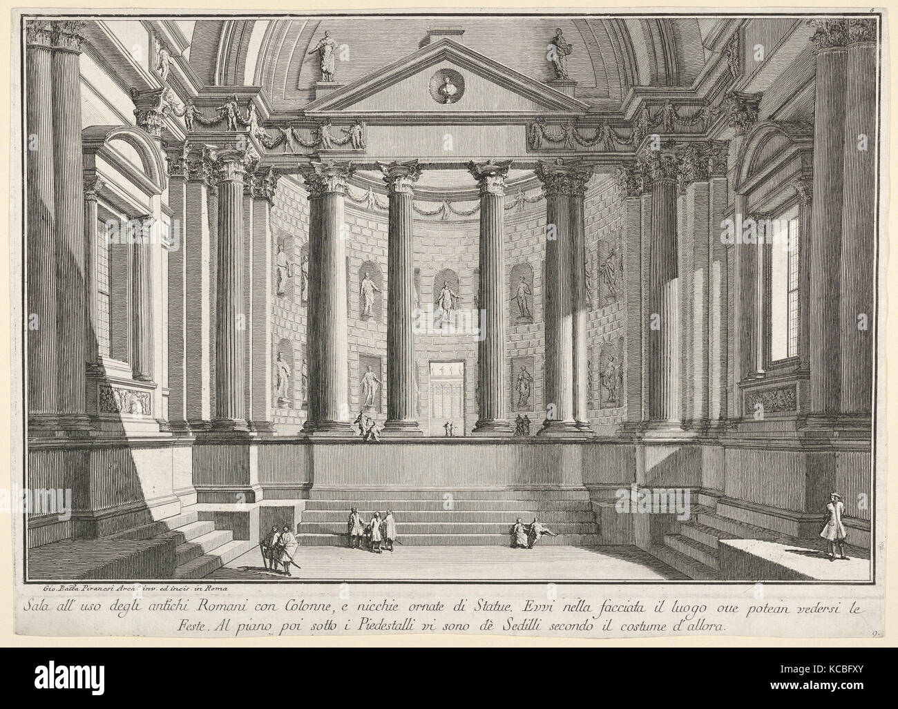 Plate 9: 'Colonnaded hall according to the custom of the ancient Romans, and niches adorned witn statues' (Sala all'uso degli Stock Photo