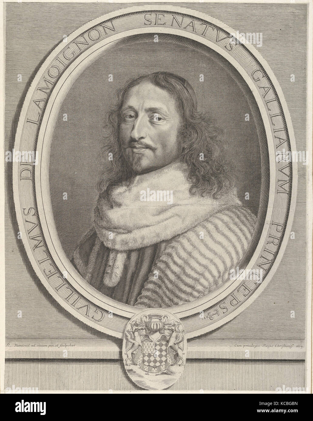 Guillaume de Lamoignon, 1663, Engraving, Sheet: 12 5/8 × 9 13/16 in. (32 × 25 cm), Prints, Robert Nanteuil (French, Reims 1623 Stock Photo