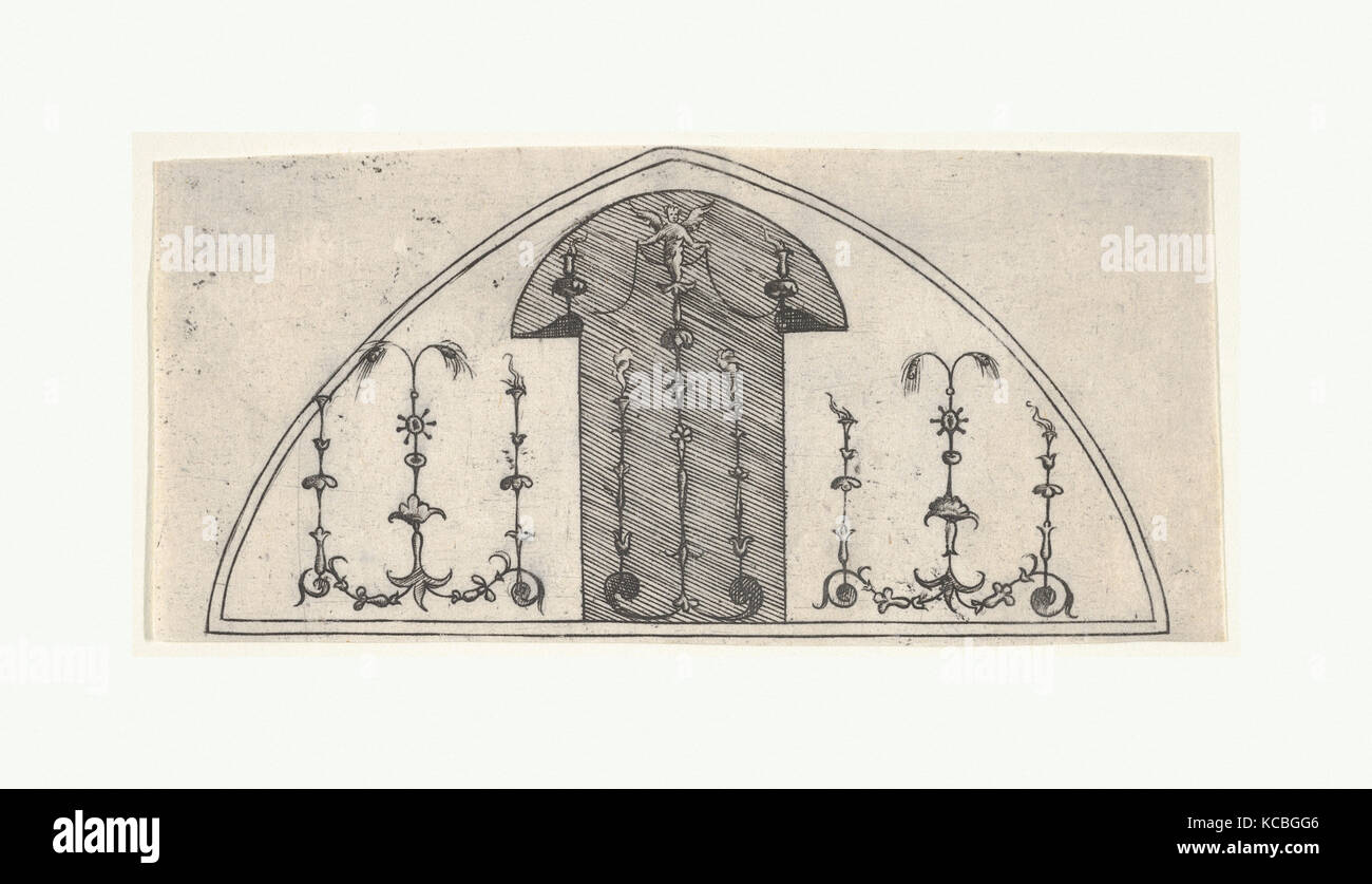 Lancetshaped panel of grotesque decoration, Enea Vico, 1541 Stock