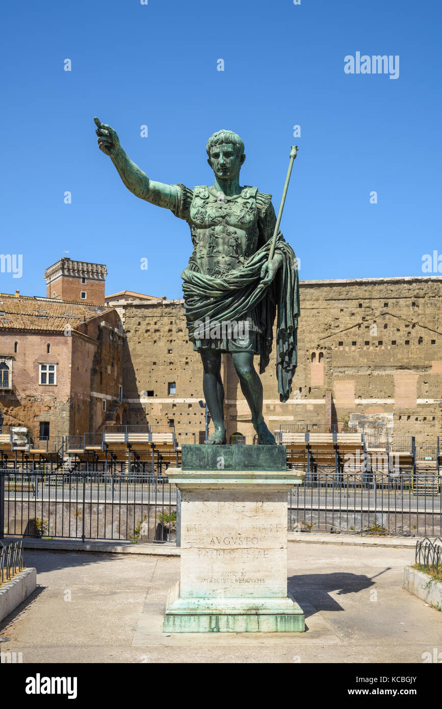 Roman Emperor Augustus Bronze Statue, Rome, Italy Stock Photo