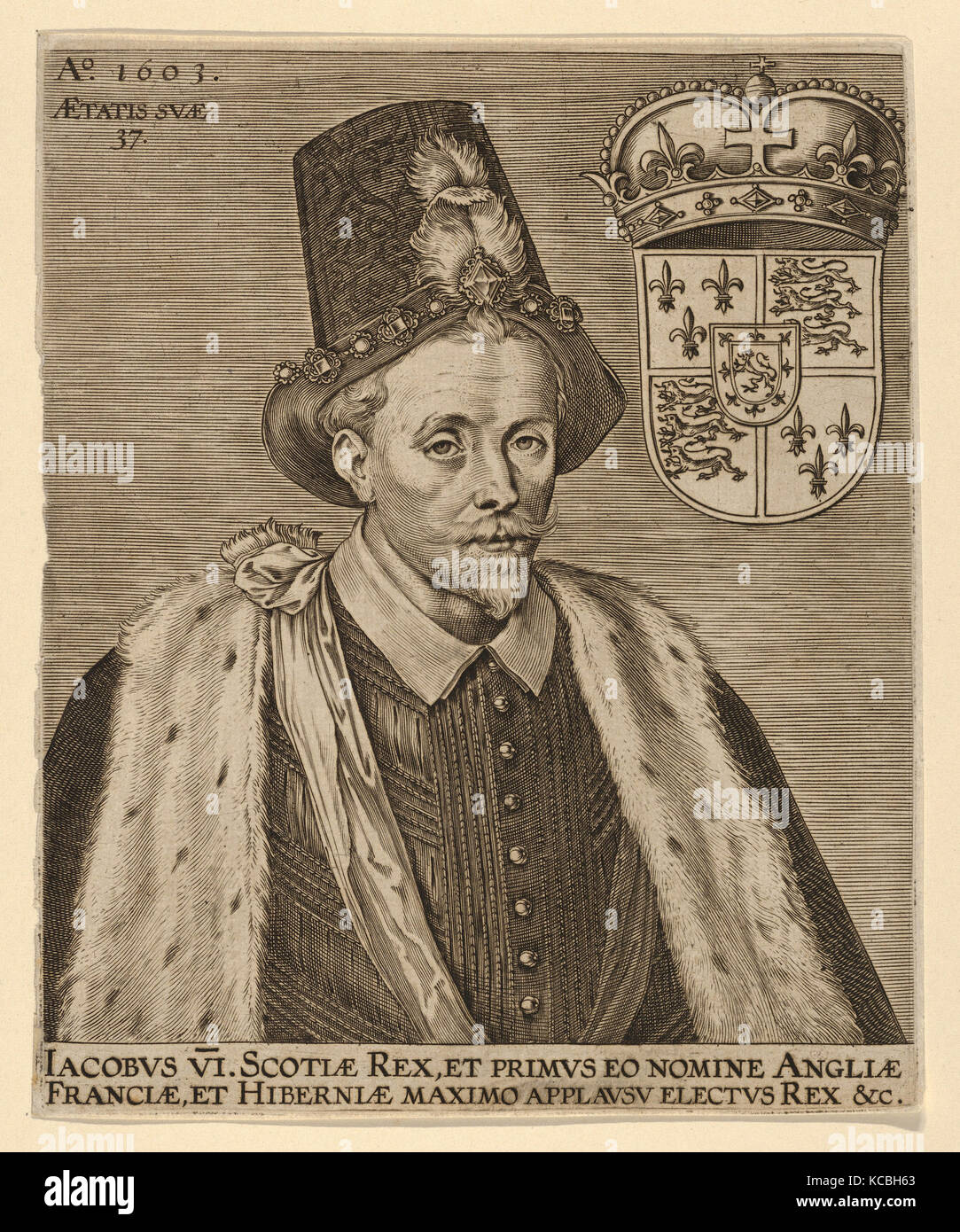 Drawings and Prints, Print, James VI, King of Scotland, Artist, Sitter, Pieter de Jode I, James I, King of England, Scotland Stock Photo