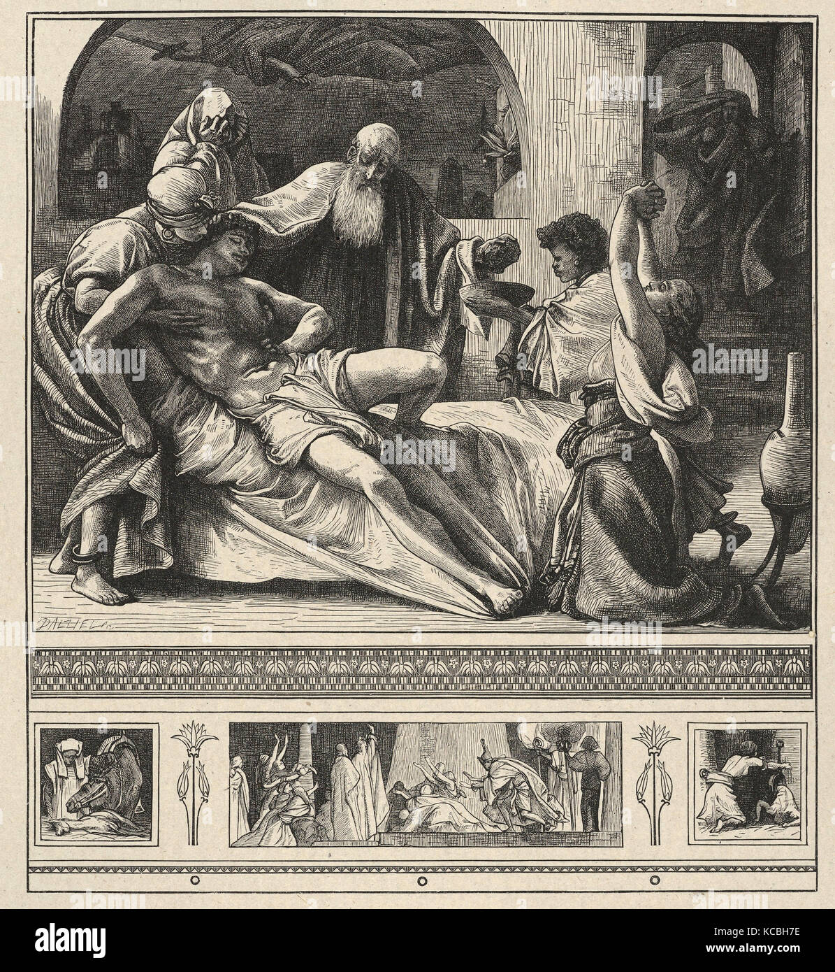 Drawings and Prints, Print, Death of the Firstborn (Dalziels' Bible Gallery Stock Photo