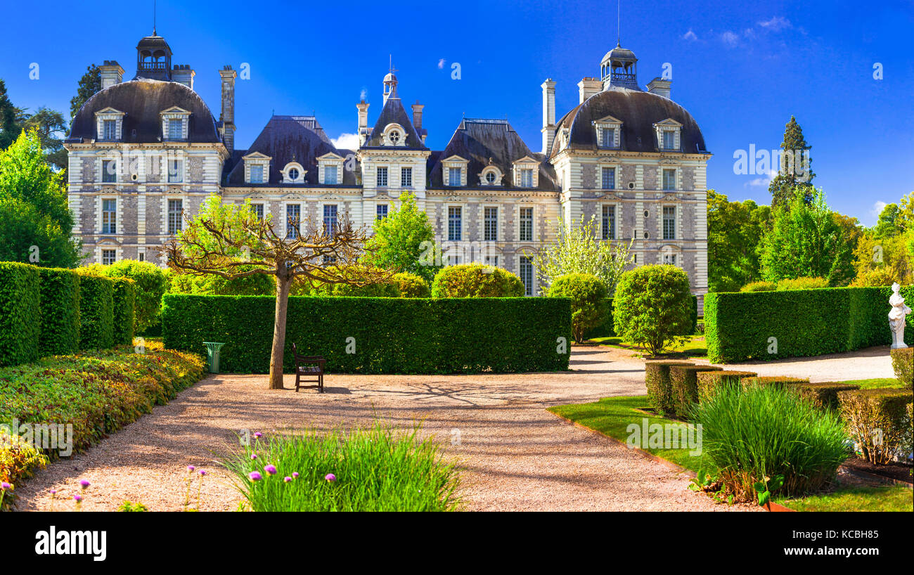 beautiful elegamt castle Cheverny- oire valley, France Stock Photo