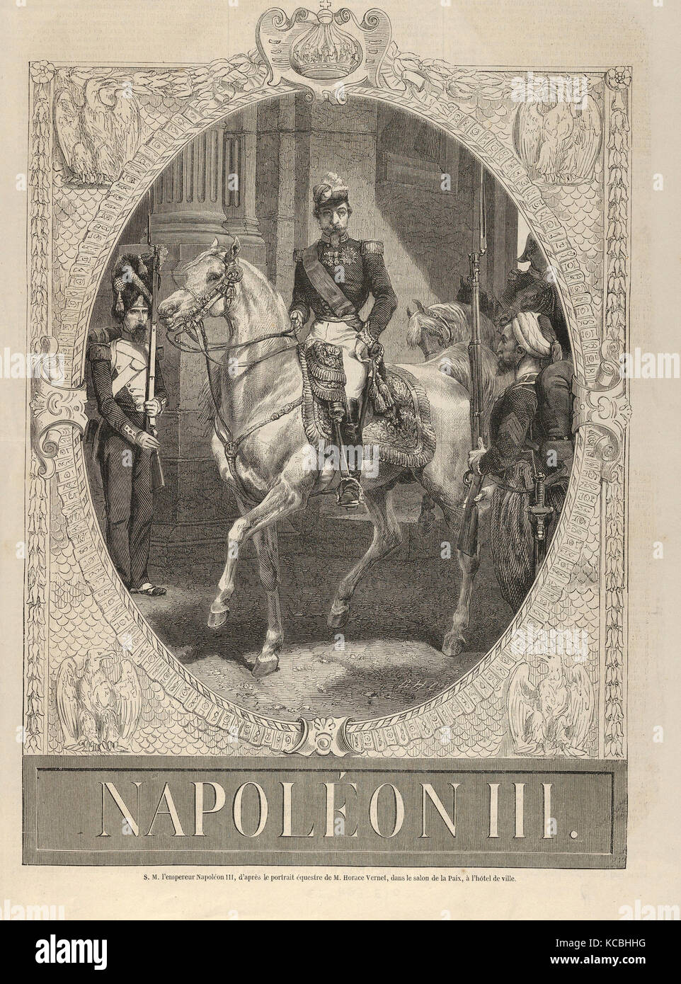 Drawings and Prints, Print, Napoléon III (from L'Illustration), Artist, Engraver, After, Horace Vernet, Anonymous, French Stock Photo
