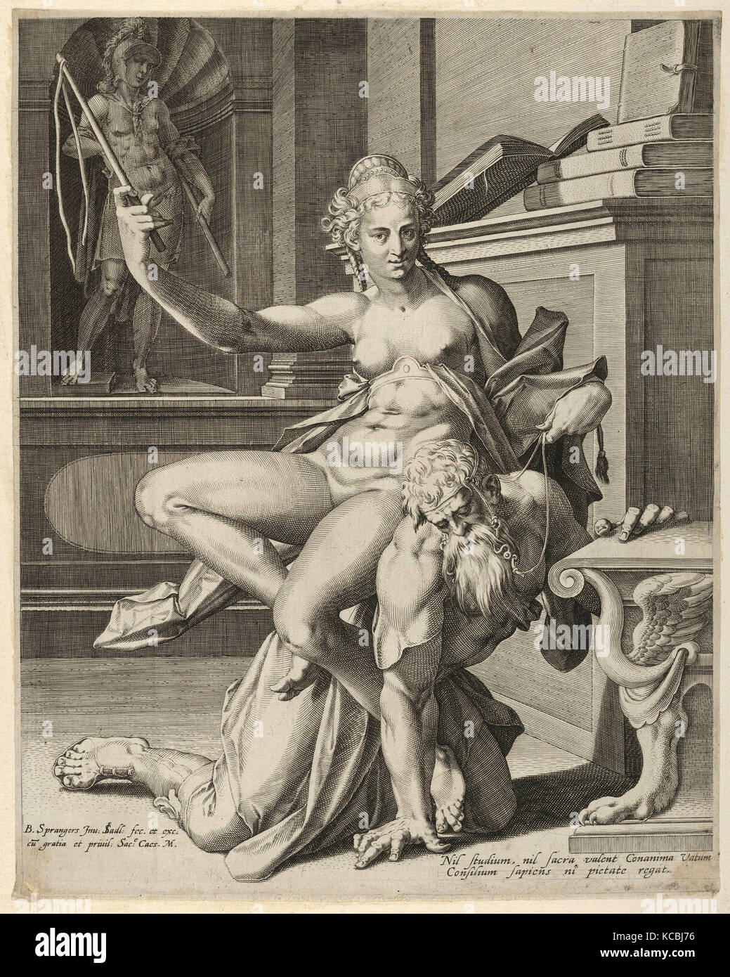 Drawings and Prints, Print, Phyllis and Aristotle, Artist, After, Bartholomeus Spranger, Johann Sadeler I, Netherlandish Stock Photo