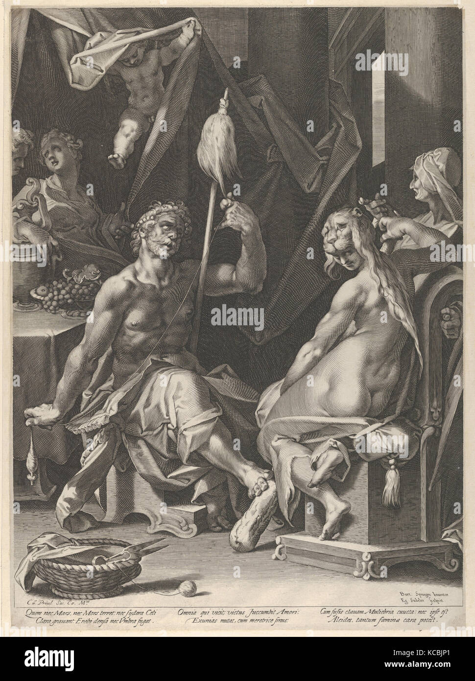 Hercules and Omphale, Aegidius Sadeler II, ca. 1600 Stock Photo