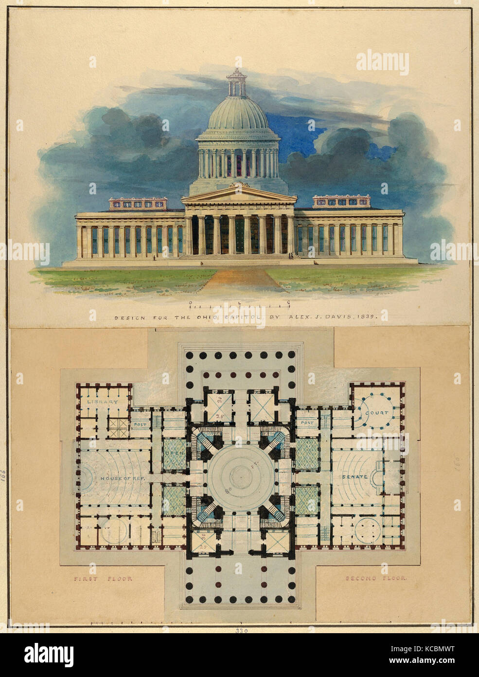 Drawings and Prints, Drawing, Design for the Capitol of Ohio, Columbus